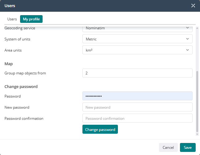 Map and Change password blocks